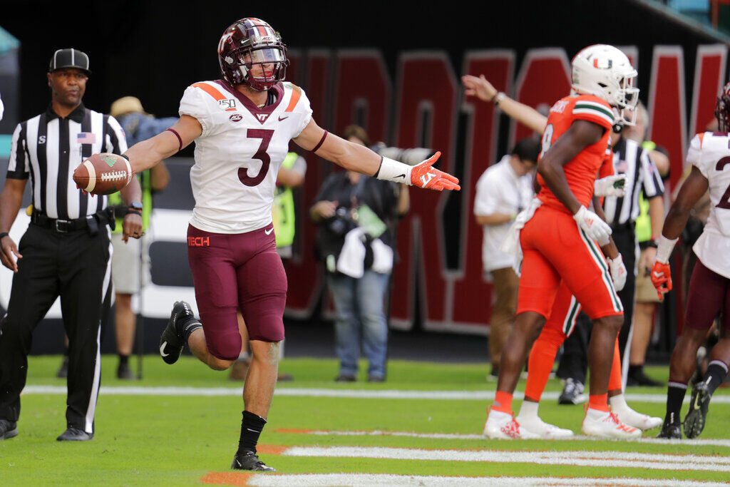 8. Carolina (5-11) — Caleb Farley, CB, Virginia Tech, Jr.